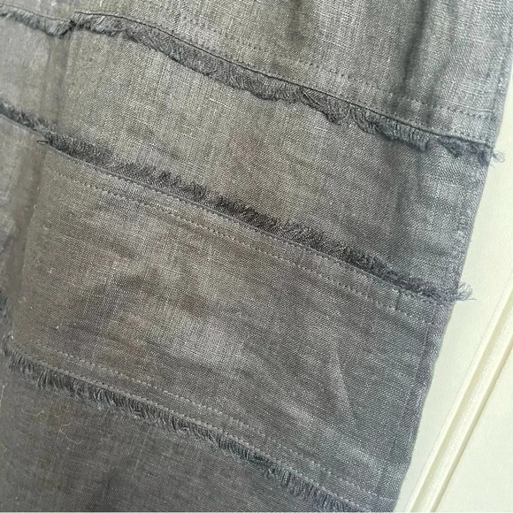 Talbots Size 6 Black 100% Linen Sleeveless Surplice Fringe Trim  Dress NEW! - Picture 5 of 6